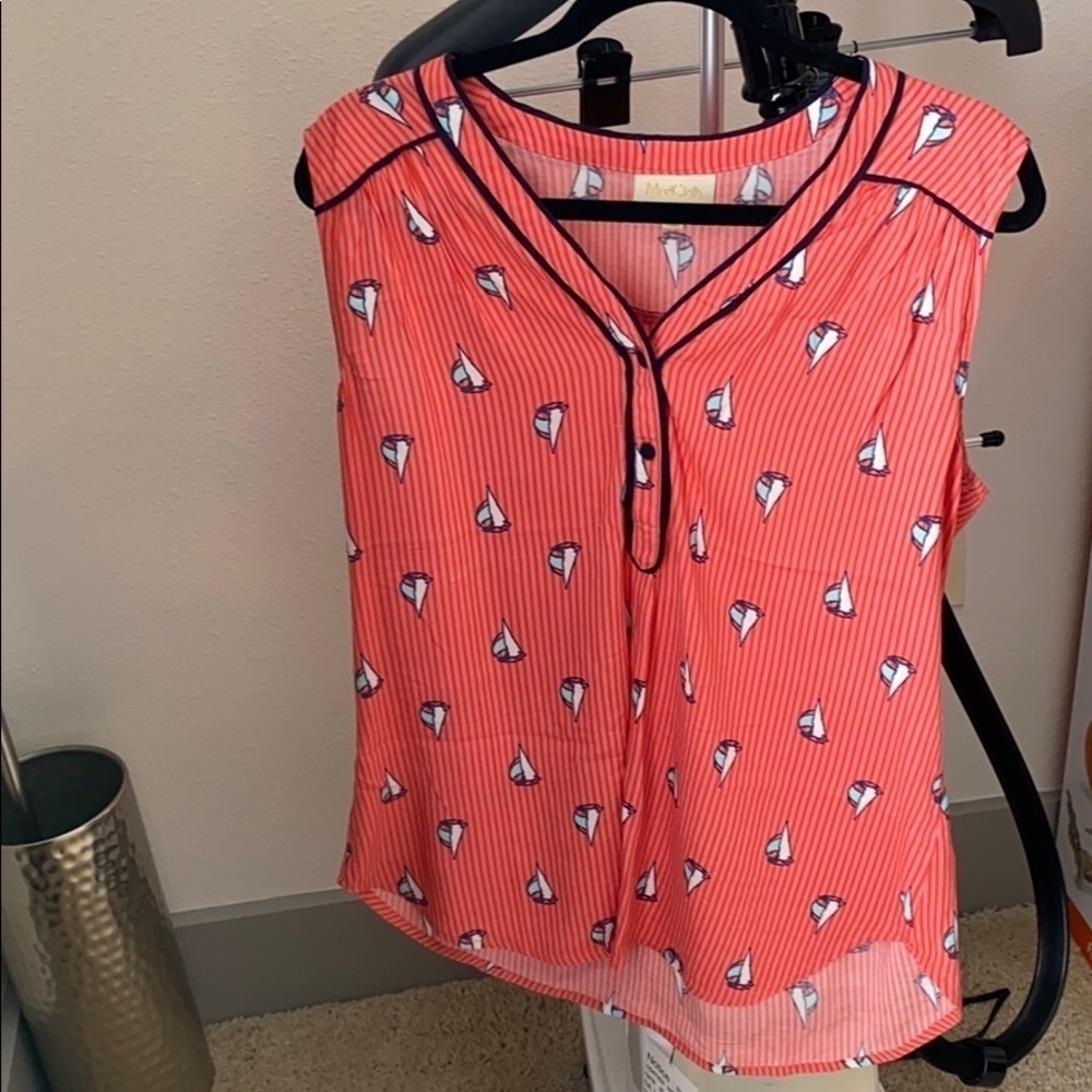 ModCloth tank orange and navy sailboat ⛵️ szL